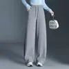 Pantalones Deportivos de Color Amarillo Jengibre y Plátano para Mujer 2026 Primavera y Otoño Nuevos Pantalones Deportivos Elásticos de Cintura Alta de Pierna Recta con Efecto de Caída Pantalones Casuales de Pierna Ancha