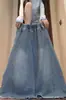 Pantalones vaqueros cropped de Tencel vintage azules para mujer, pantalones casuales rectos de verano finos de cintura alta, pantalones de pierna ancha de longitud media para petite