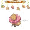 Decoração de festa de aniversário com tema Capivara Celebridade da Internet Capivara Bandeira de aniversário Capivara Cartão para bolo Balão Pendurado Giratório