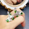 Atacado de Fábrica Brincos Populares de Diopsídio Natural com Inlay de Prata S925 Pedra Principal 4*4 Joias de Luxo Venda Direta da Fábrica