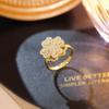 Anillo de trébol giratorio con hierba de la suerte, popular, ajustable, abierto, descompresión, alivio de la ansiedad, delicado anillo de circón.