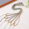 Corda para Colar de Oito Fios Tingida em Degradê, Cordão de Pingente Multicor Trançado, Colar com Pingente de Jade Ajustável, Corda de Colar Enrolada à Mão em Dourado