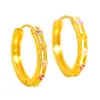 Pendientes Círculo Flor de Cuatro Hojas Chapados en Oro Brillante de 24 Quilates Microincrustados con Circonitas de la Misma Tienda de Oro Puzuo Pendientes de Dopamina de la Suerte