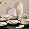 Set de Plato y Tazón de Cerámica Estilo Minimalista Nórdico Nuevo 2026 con Acabado de Alta Gama para Uso Doméstico, Juego Completo