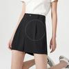 Shorts Curtos Doces Uma Palavra Terno Preto Feminino Verão 2023 Novo Cintura Alta Solto Emagrecedor Perna Larga Dagging Casual