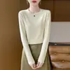 Camiseta base de cuello redondo con forro polar para mujer, ajuste slim para otoño e invierno, agradable para la piel, adelgazante, versátil, cálida, top interior de punto de manga larga