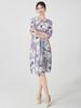 Vestido de Alta Gama para Mujer Estilo Issey Miyake con Textura Premium, Cuello Redondo Estampado, de Longitud Media, Corte Holgado, Favorecedor y Adelgazante