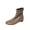 Botines Chelsea de Cuero de Vaca Lavado de Alta Calidad que Aumentan la Altura Invisible Invierno 2026 Cuña de Tacón Medio Punta Redonda Botines de Piel Genuina para Mujer
