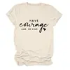 Tenha coragem de vaca e coração pequeno T-shirt feminina redonda europeia e americana Amazon transfronteiriça casual solta de manga curta