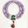 Pulseira de Contas Bodhi Roxa Taro, Nova Pulseira de Contas de Ábaco Estilo Chinês, Duplo Círculo de Contas Bodhi para Mulheres, Atacado e Dropshipping