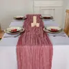 Caminho de mesa bali vermelho de Ano Novo, mesa de sobremesas para festa de casamento, toalha de mesa longa torcida, decoração com atmosfera de Natal