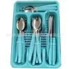 En Stock Set de 12 Piezas, Set de 16 Piezas, Set de 24 Piezas Bandeja de Plástico Cuchillo para Bistec Tenedor Cuchara Juego de Cubiertos Sudamericano Brasileño de Bajo Precio
