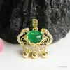 Pingente de Ágata Verde Guan Yu Pixiu Colar de Cristal Calcedônia Joias Retro Tendência Nacional Fábrica Atacado S4042706