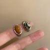 Anillo abierto de jade ovalado Maillard diseño personalizado anillo para el dedo índice nicho creativo todo-partido joyería al por mayor femenino