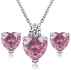 Conjunto de Joias Colar e Brincos Nova Moda Transfronteiriço Conjunto de Joias de Casamento Noiva Colar de Zircônia Vermelha