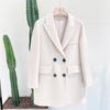 [Procesamiento y Personalización] Ropa de Trabajo Simple y Elegante de Lana Abrigo de Lana Doble Faz Estilo Traje de Mujer Traje de Lana de Longitud Media