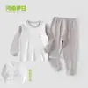 Ropa interior térmica de otoño e invierno para bebés y niños pequeños, conjunto de pijama de otoño sin costuras unisex para bebé