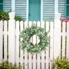 1 Pieza Corona Artificial Rústica con Hojas de Helecho Persa, Boj y Flores Pequeñas, Vegetación Estilo Granja, Corona para Puerta Principal para Primavera Verano, Decoración para Exteriores Interiores Todo el Año, Corona Floral Artificial para Pared del Hogar, Porche, Entrada