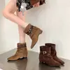 Botas de Tacón Apilado Fruncidas de Punta Fina Estilo Retro para Mujer 2026 Nuevas Llegadas de Otoño Meilade Botas Chelsea Botas de Pierna Ancha Adelgazantes
