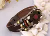 Pulseira de Couro com Fivela de Aço Inoxidável e Contas, Comprimento Ajustável, Pulseira Vintage Feita à Mão com Contas - Hot-Selling no Aliexpress