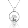 Exportación Transfronteriza Collar de Hoja de Plata de Ley S925 para Mujer Color D Moissanita de Un Quilate Moda Europea y Americana Colgante Cadena para Clavícula