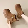 Botas cortas de suela gruesa para chica baja estilo Martin para mujer 2026 nuevo estilo invierno con felpa adicional gamuza slip-on aumento de altura botas cortas Birkenstock