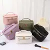 Bolsa de mão com textura tecida, nécessaire, de alto valor, portátil, grande capacidade, bolsa de armazenamento, multifuncional, à prova d'água, bolsa de higiene pessoal para viagem