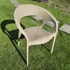 Conjunto de mesa de chá e cadeiras de varanda de rattan sintético, cadeira de lazer externa para pátio, cadeira de jantar com encosto espessado, mesa externa