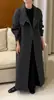 Abrigo Largo Doble Faz de Lana Elegante Srys Ame con Cuello Alto Holgado y Cinturón Grueso de Lana