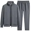Traje Deportivo Casual de Moda Primavera para Hombre Conjunto de Dos Piezas Cárdigan con Cuello Alto Pantalones Jogger de Pierna Recta Cálido y Cómodo