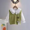 Ropa para Niños Conjunto de Dos Piezas Camisa y Chaleco para Niñas 2026 Primavera y Otoño Nuevo Camisa de Algodón para Niños Blanca Al por Mayor