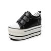 Outono novo mulheres de uma única camada sapatos Velcro plataforma bolo salto sola grossa aumentada sapatos brancos mulheres de couro low-top sapatos femininos casuais