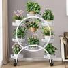 Estante para Flores Sala de Estar de Piso Removible con Ruedas Estante para Macetas de Pothos Hierro Multicapa Balcón Estante para Flores Hogar de Piso