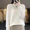 Novo suéter simples de cor sólida com gola redonda estilo coreano para outono e inverno, blusa quente de malha de manga comprida para mulheres