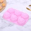 Molde de silicona de grado alimenticio para seis pasteles con diseño floral, herramientas para hornear de bricolaje para el hogar, molde de silicona para hielo
