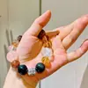 Pulsera de plata de ley 925 de 12-16 mm, cristal amarillo natural de alta calidad, obsidiana negra dorada, cristal de polvo súper siete