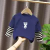 G2190# Camiseta Interior Estampada de Dibujos Animados para Niños y Niñas Primavera y Otoño Camiseta de Manga Larga Bebé Infantil Casual Joker Ropa Infantil