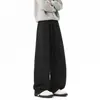Pantalones de Retazos Curvos de Moda para Primavera y Otoño Pantalones Deportivos de Pierna Ancha Estilo Americano High-Street Pantalones Casuales de Pierna Recta de Color Sólido de Moda para Hombre