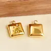 Colgante cuadrado de acero inoxidable bañado en oro de 18 quilates, accesorio de joyería DIY, colgante de collar simple de estilo hip-hop nicho, en stock