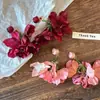 Pendientes Rosas Dulces de Flores Estilo Vacaciones de Verano para Mujer Diseño de Nicho Pendientes de Perlas Exagerados Populares de Playa