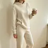 Otoño/Invierno 2026 Amazon Europeo y Americano Transfronterizo Conjunto Casual de Pantalones Largos con Capucha Sueltos de Canalé para Mujer