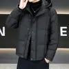 Nova Jaqueta de Penas de Pato Brancas Padrão Nacional Masculina Nova Outono e Inverno Casual com Capuz Moda Quente Espessa Jaqueta de Trabalho