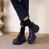 2026 Estilo Nuevo Punta Redonda Retro Británico Patchwork Corte Profundo Slip-On Versátil Suela Gruesa Aumentador de Altura Zapatos de Cuero para Mujer