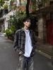 Camisa de Calle Mayor Retro Nicho Estilo Americano Teñido Anudado a Cuadros Destrucción con Volantes Camisa Chaqueta Holgada de Otoño de Manga Larga para Hombre Moderna