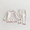 Pijamas para niños Otoño Traje para el hogar 2025 Ropa de otoño Pijamas estilo coreano para niñas Ropa para el hogar floral Conjunto de dos piezas