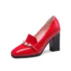 Zapatos de moda de cadena metálica con pedrería, punta redonda, boca poco profunda, de una sola capa, tacones altos gruesos, tallas 31-48, zapatos de comercio exterior