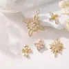 Colgante de Cruz de Cobre Chapado en Oro de 14K con Dijes de Estrella de Zirconia para Joyería DIY Pulsera Collar Accesorio de Colgante Individual