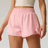Shorts de Running Fitness Yoga Transpirables de Secado Rápido para Mujer, Shorts de Tres Cuartos de Cintura Alta Antiexposición Dos en Uno para Verano