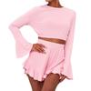 El Nuevo Pijama de Moda y Cómodo Transfronterizo 2026 de Amazon Se Puede Usar Afuera, Conjunto de Encaje de Manga Larga y Shorts, Ropa para el Hogar para Mujer
