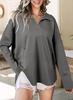 Sudadera con cuello de solapa transfronteriza europea y americana 2026 Otoño e Invierno Unisex Moda Estilo Callejero Holgada con Cremallera y Cuello de Solapa Larga